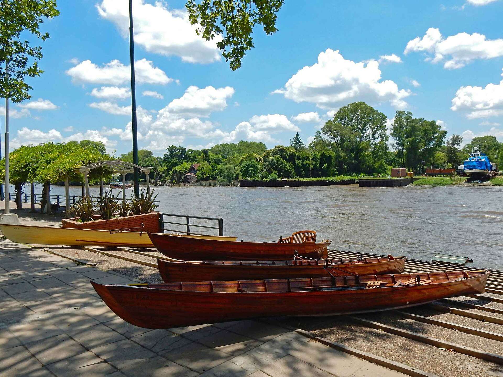 Wooden boats on the riverside at Tigre