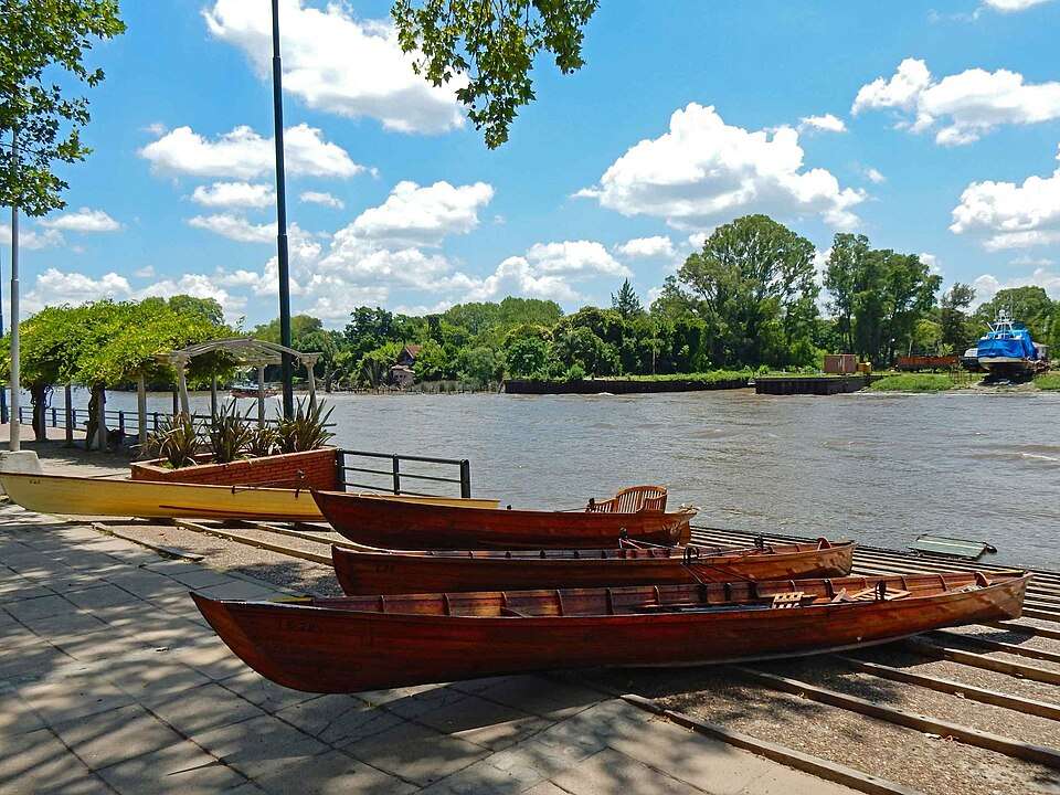 Wooden boats on the riverside at Tigre